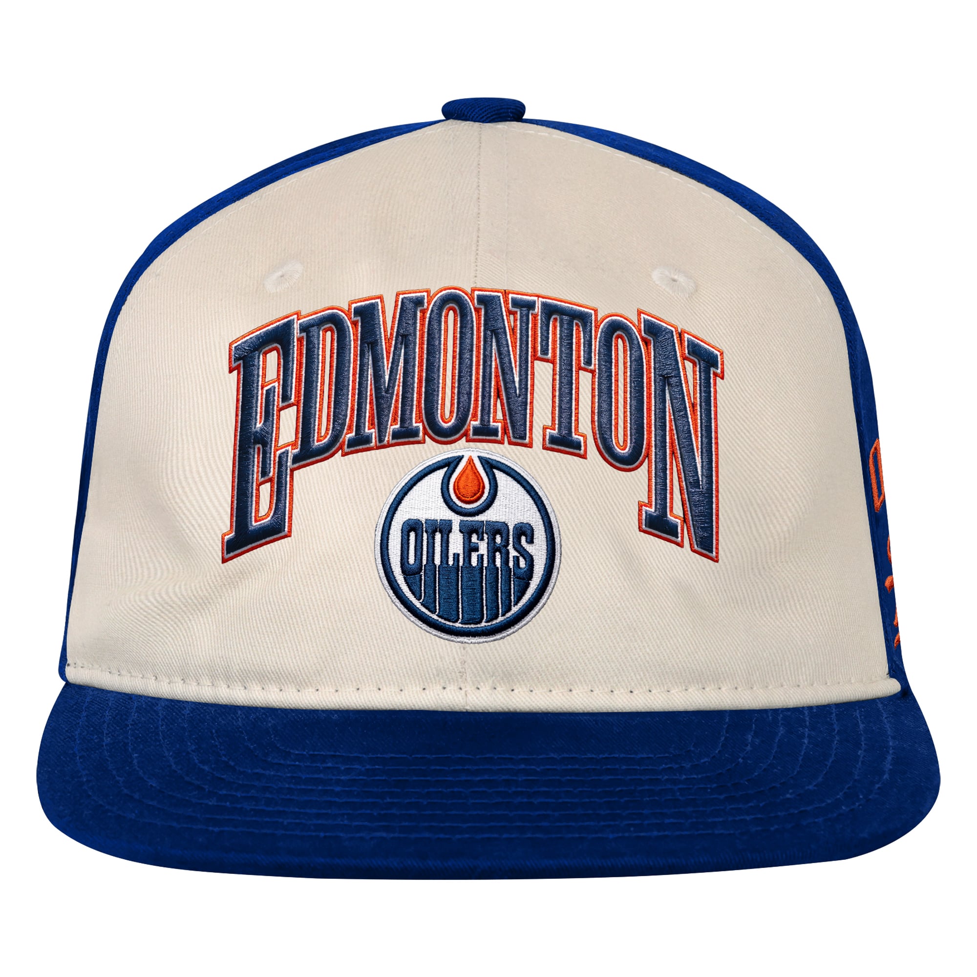 Casquette à pression Outerstuff Arch naturelle/royale pour jeunes des Oilers d'Edmonton