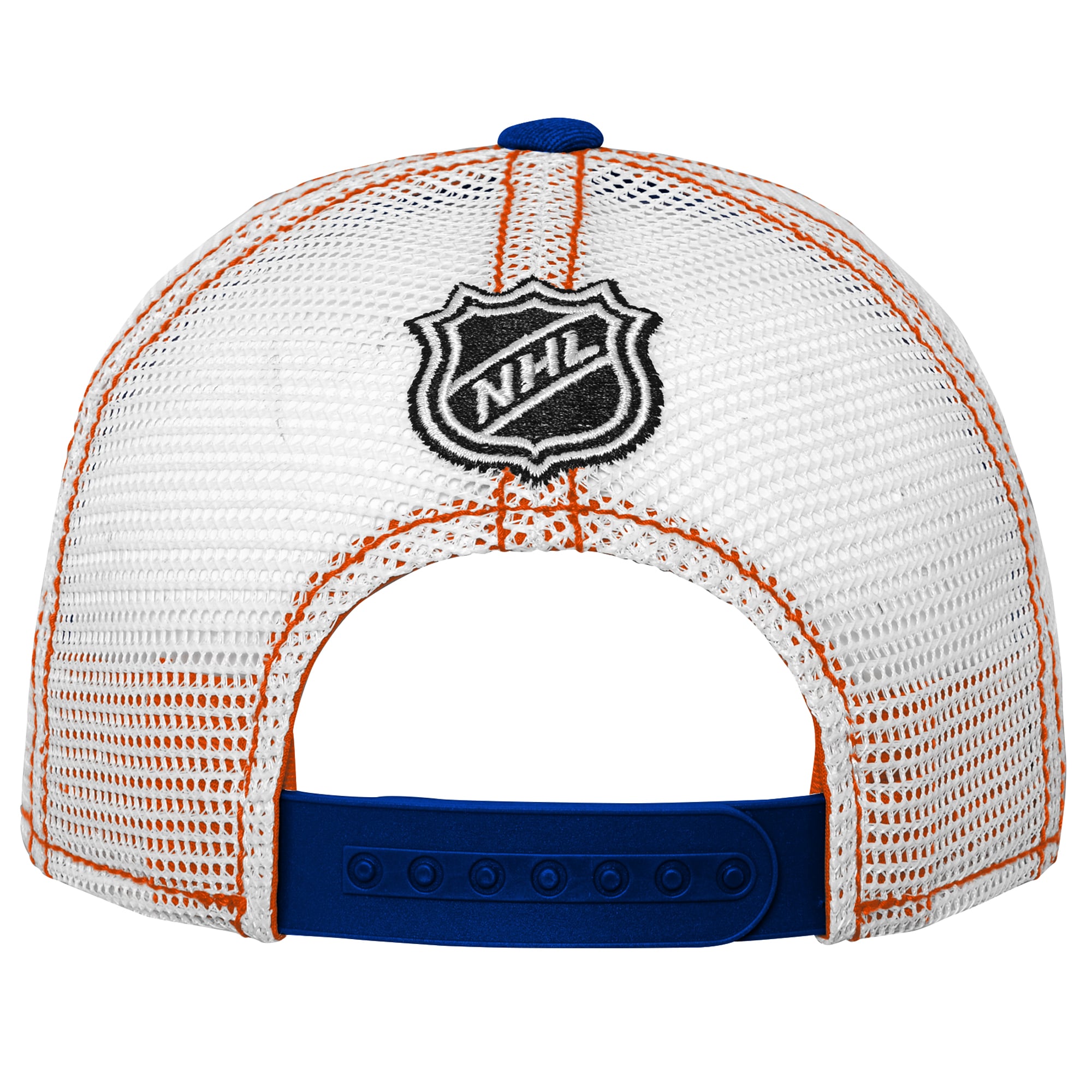 Casquette ajustable à dos en maille marine Outerstuff pour jeunes des Oilers d'Edmonton