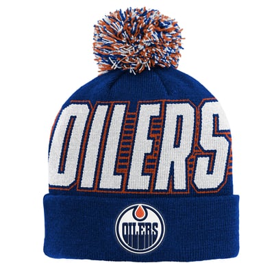 Edmonton Oilers Outerstuff Youth Cuffed Knit Hat with Pom - Royal
