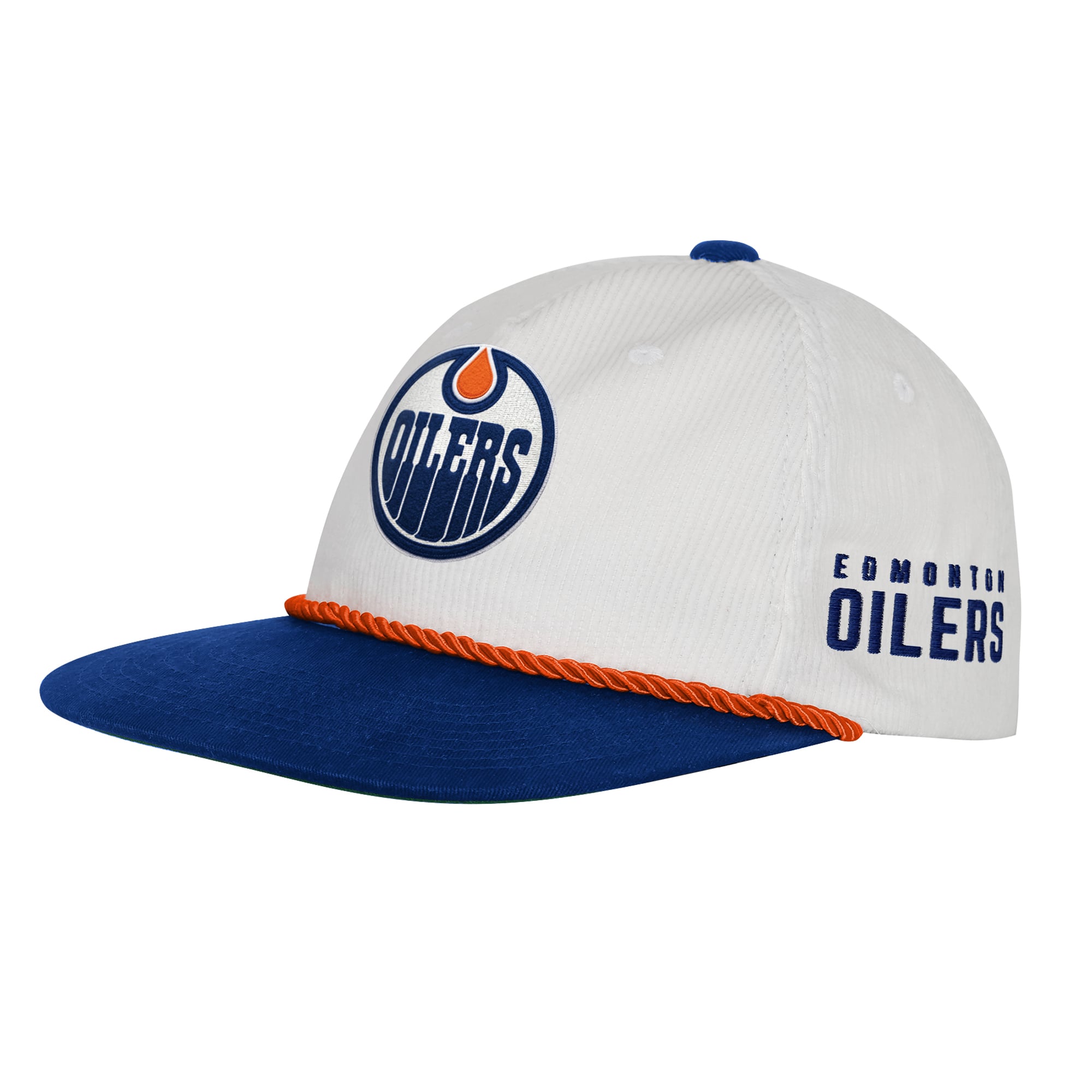 Casquette plate blanche Edmonton Oilers pour jeunes Outerstuff