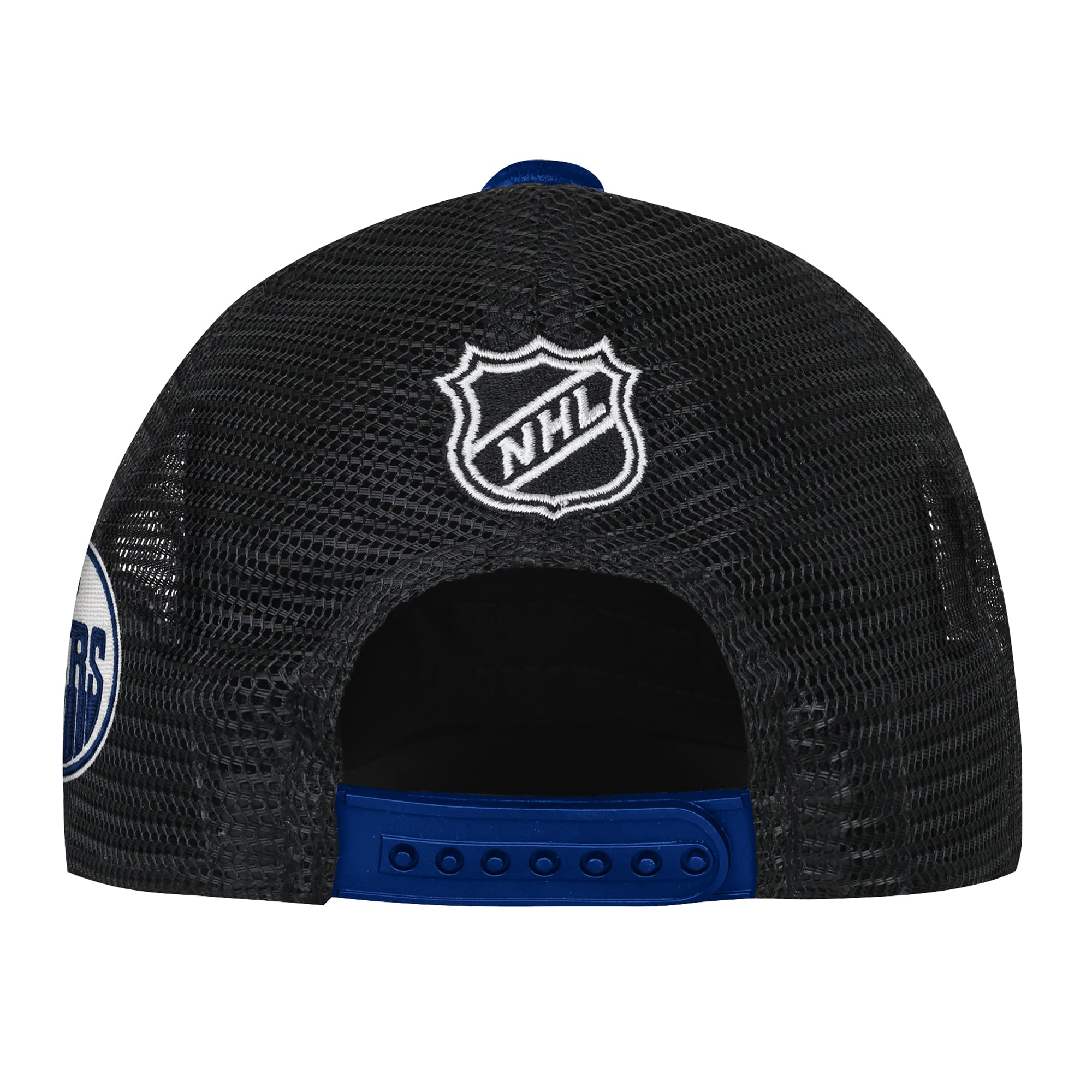 Casquette de camionneur unique blanche Edmonton Oilers pour jeunes de la marque Outerstuff