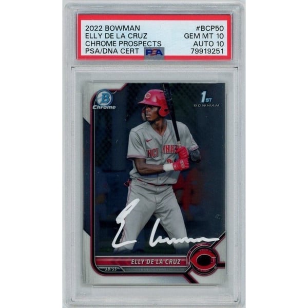 Elly De La Cruz Signed 2022 Bowman 1st Chrome Prospects PSA GEM 10 
