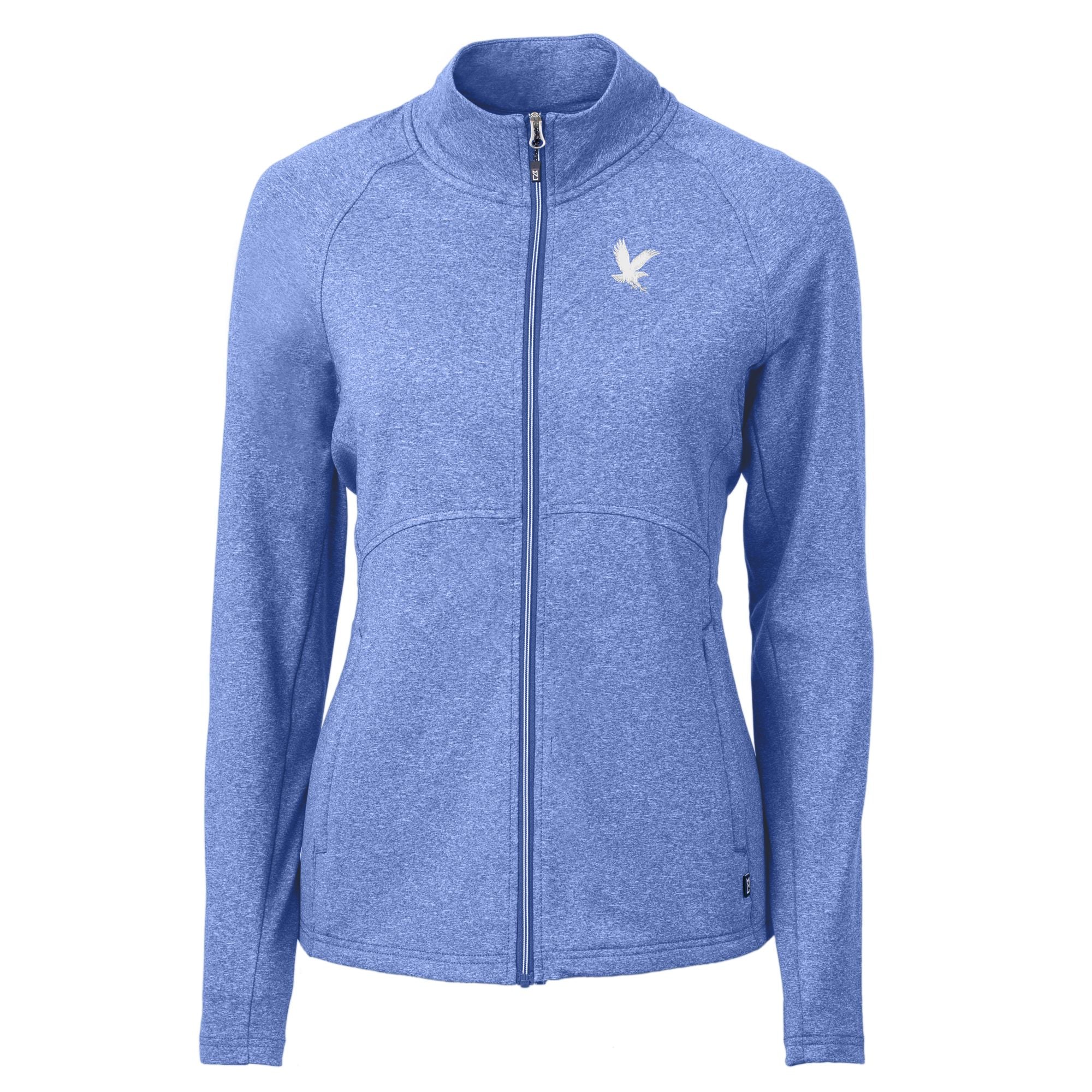 Women's Cutter & Buck Heather Royal Embry Riddle Eagles Adapt Eco Knit Recycled Full-Zip Jacket