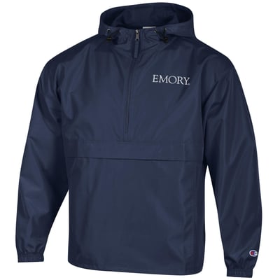 Emory Eagles Champion Packable Half-Zip Hooded Jacket - Navy
