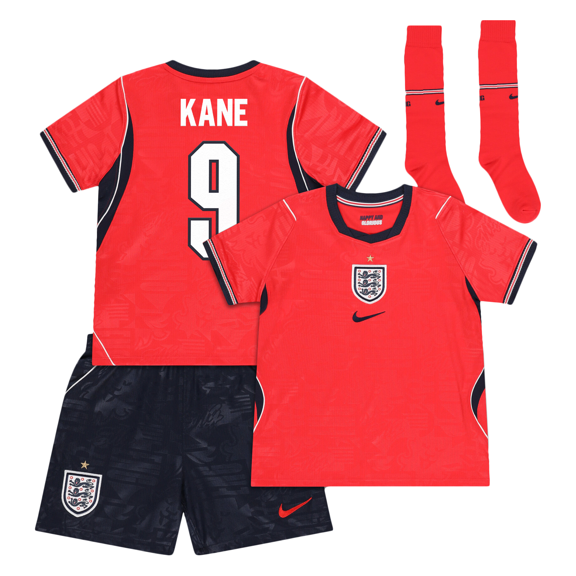 Starshield Mini Kit England Nike Away Stadium Mini Kit 2026 - Little Kids with Kane 9 printing