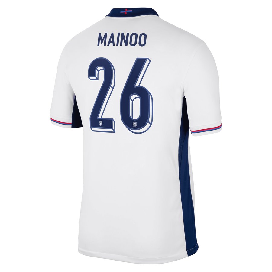 England Nike Home Stadium Shirt 2024 with Mainoo 26 printing