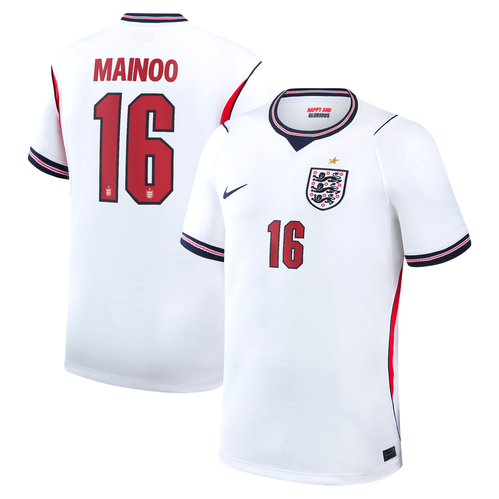 England Nike Home Stadium Shirt 2026 with Mainoo 16 printing