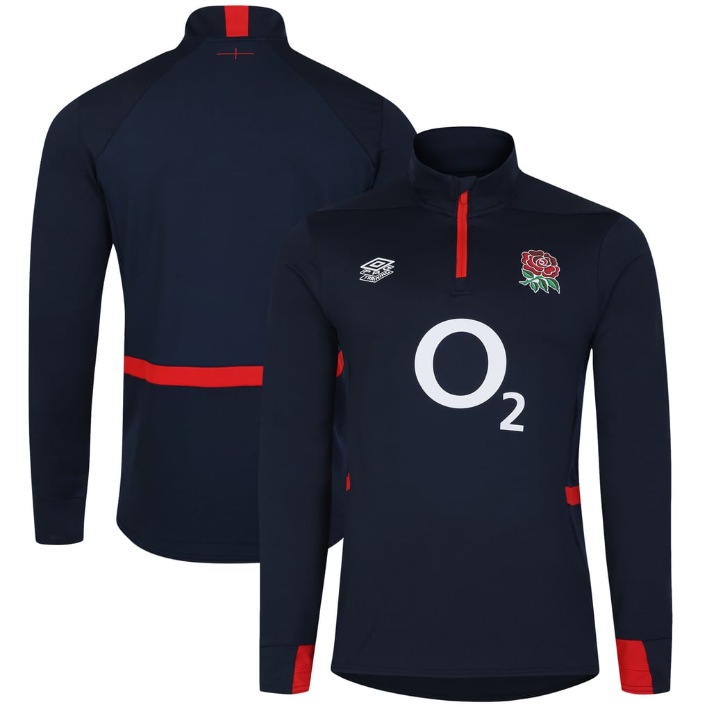 England Rugby 1/4 Zip Midlayer Top - Navy - Mens