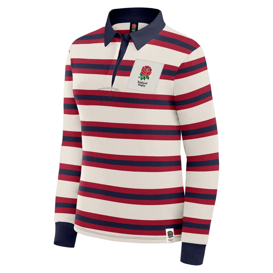 England Rugby Fundamentals Striped Rugby Shirt - Womens