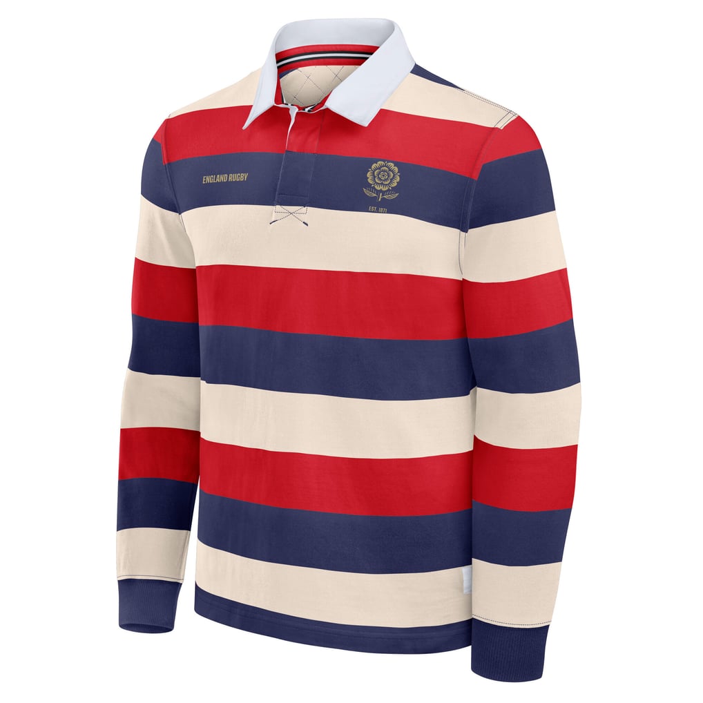 England Rugby Heritage Yarn Dye Stripe Rugby Shirt