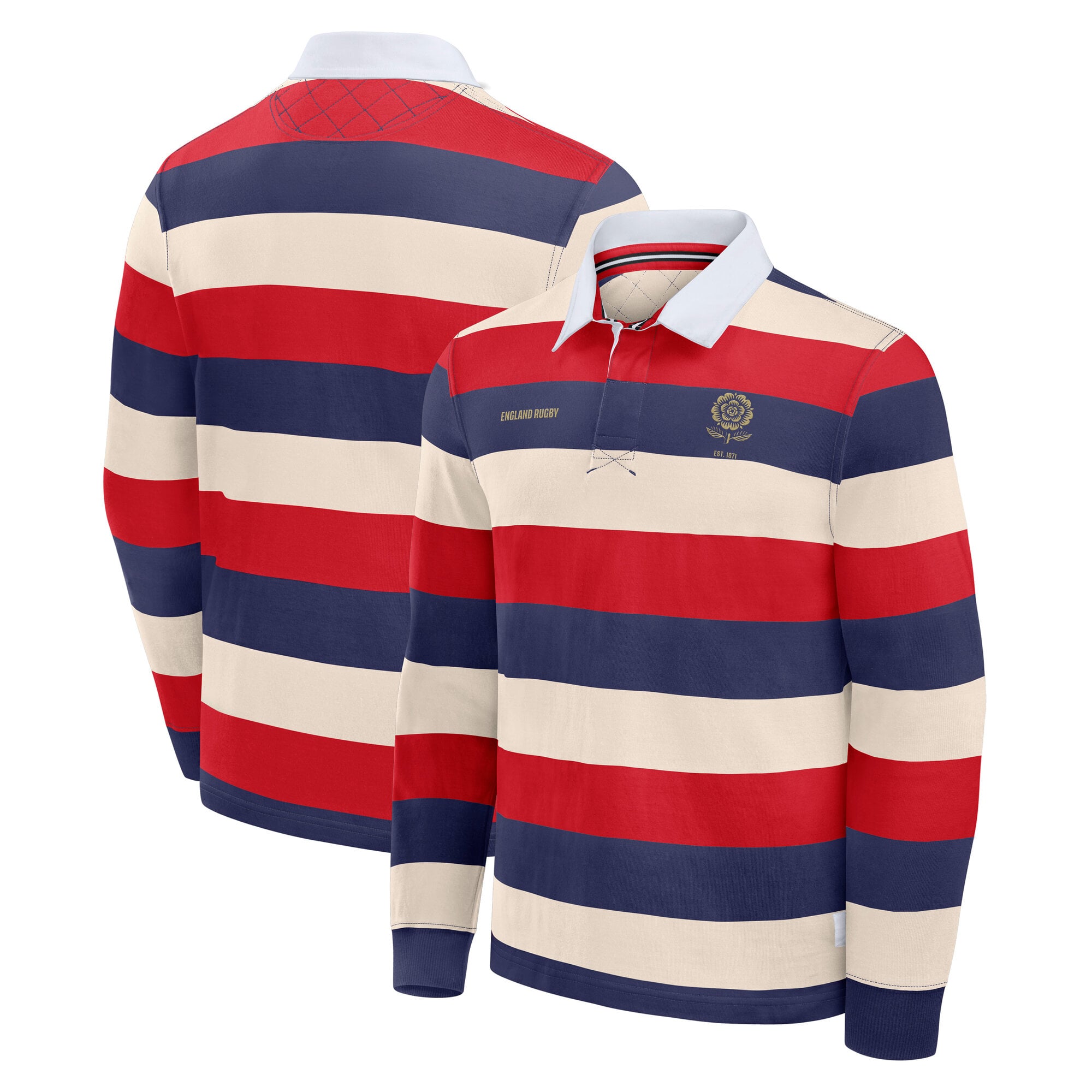 England Rugby Heritage Yarn Dye Stripe Rugby Shirt
