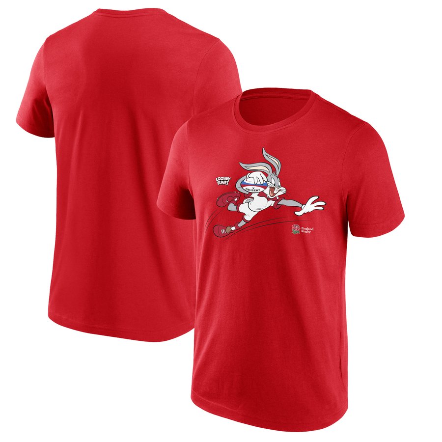 England Rugby Looney Tunes Bugs Bunny Graphic T-Shirt - Red