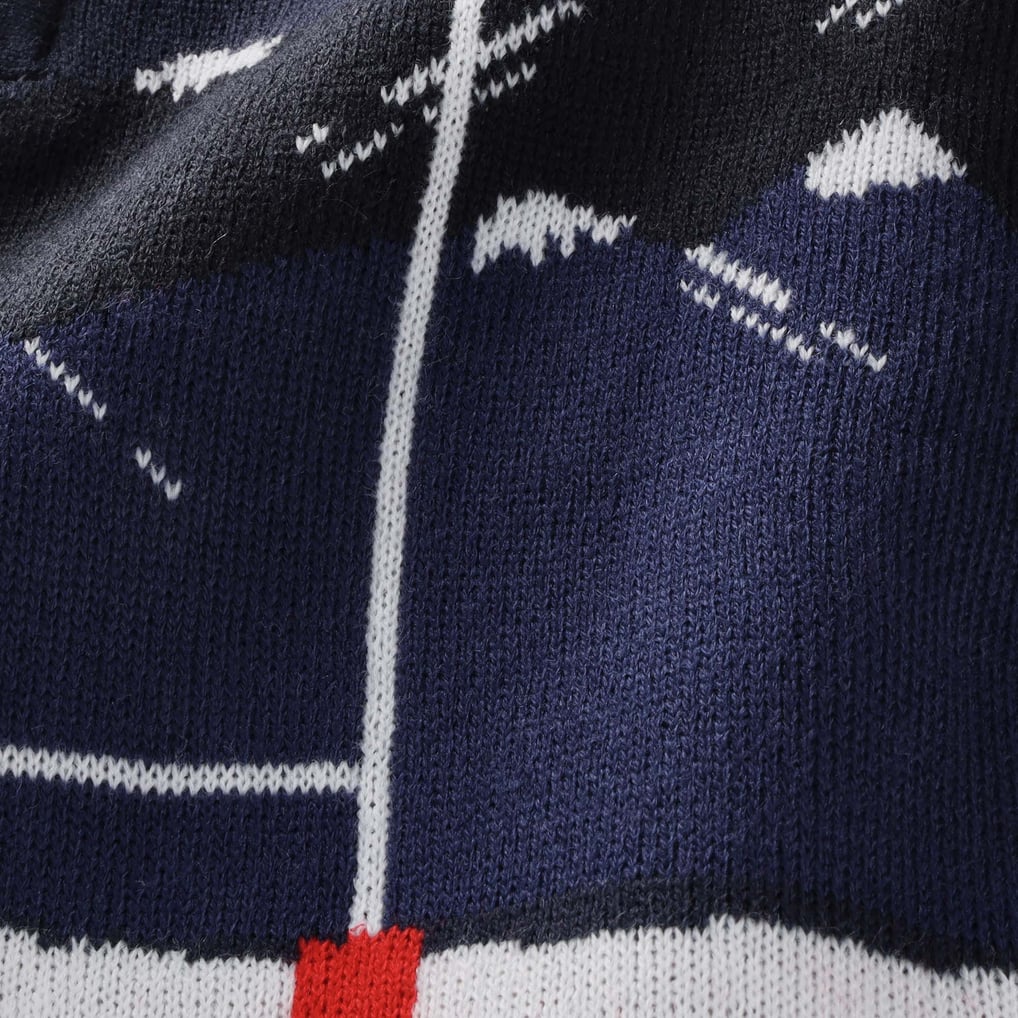 England Rugby Novelty 1/4 Zip Christmas Jumper - Navy