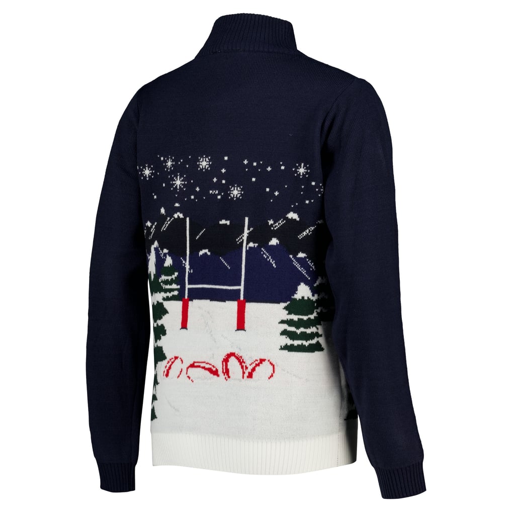 England Rugby Novelty 1/4 Zip Christmas Jumper - Navy
