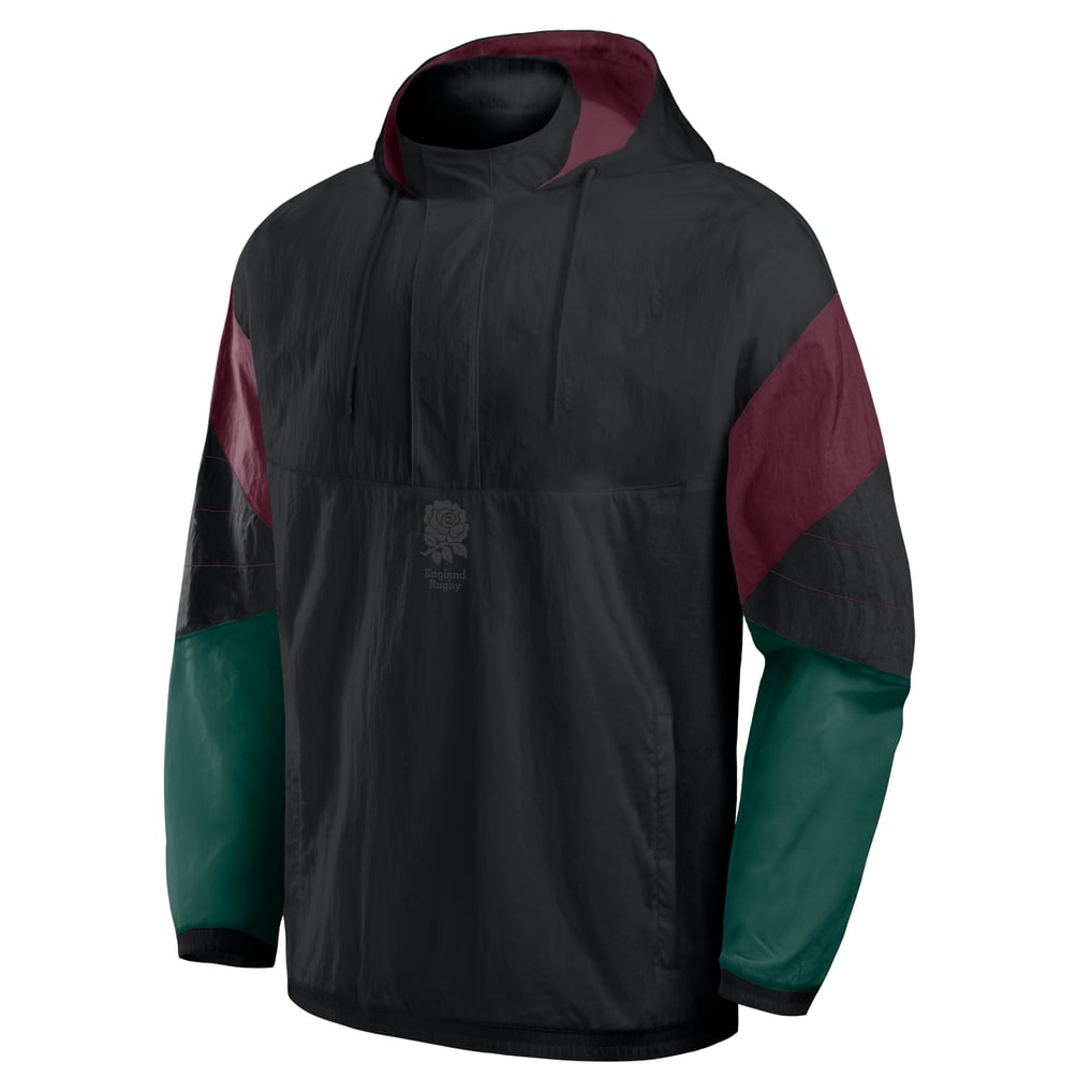 England Rugby Street Hooded Half Zip Windbreaker - Black