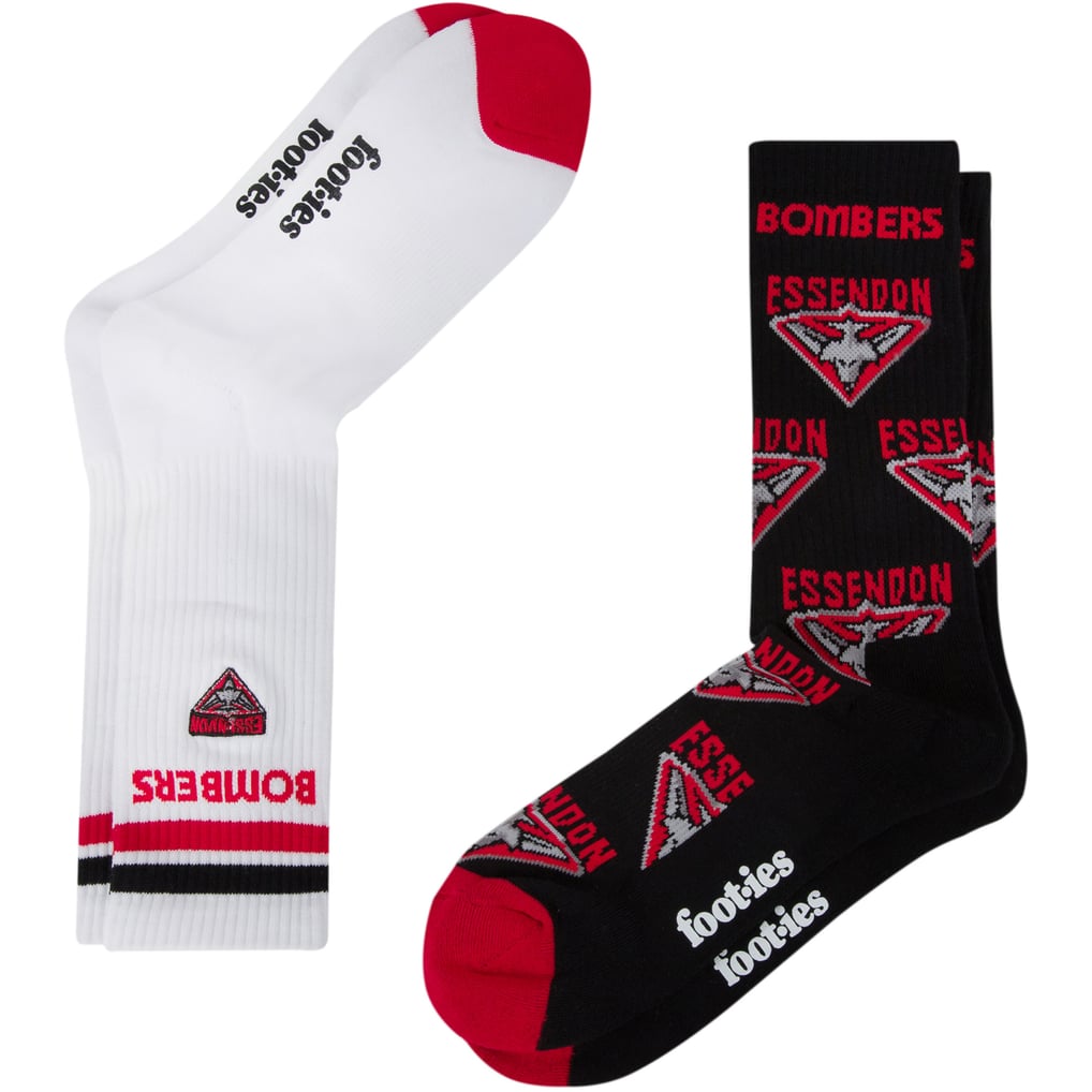 Essendon FC Mascot Sneaker Sock 2 Pack