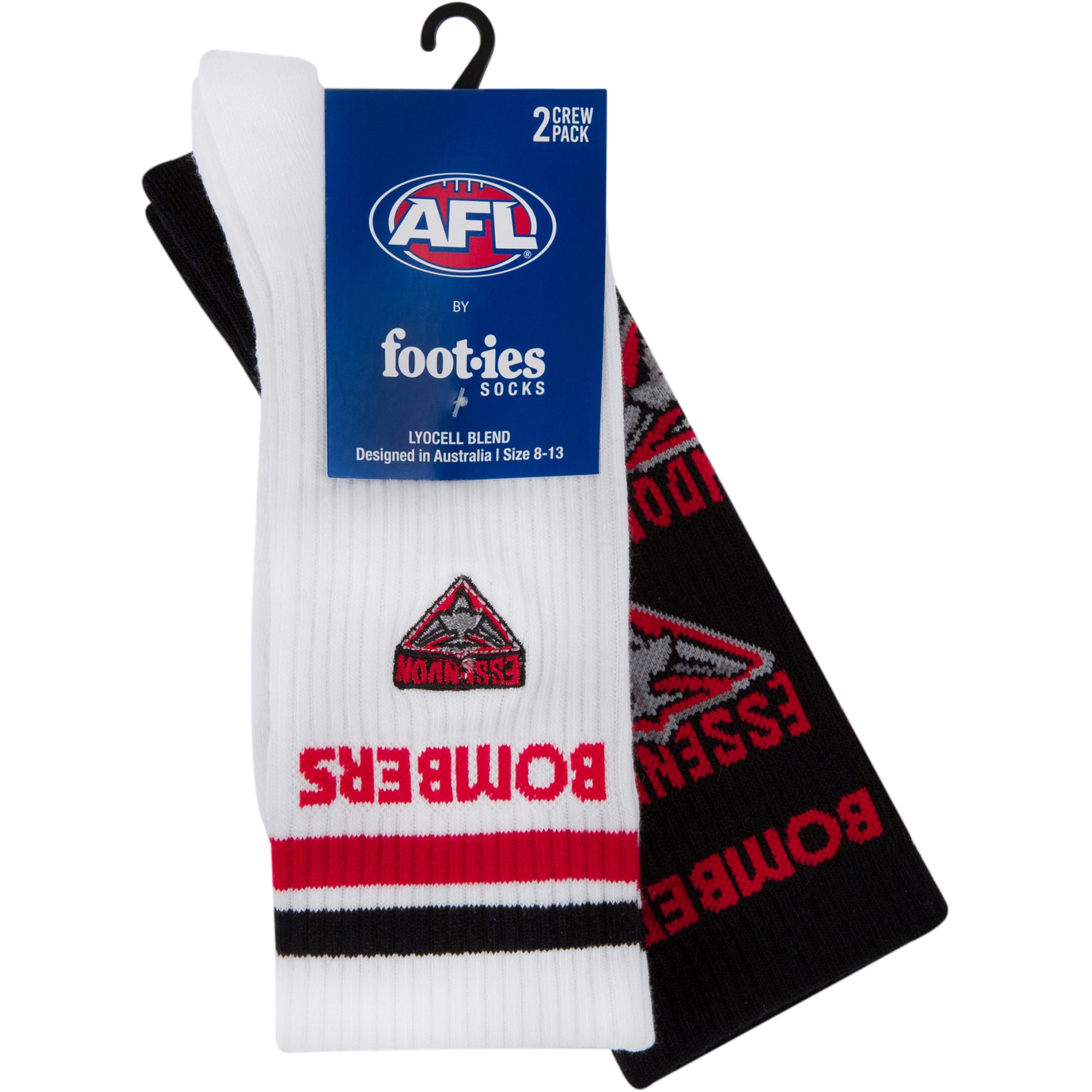 Essendon FC Mascot Sneaker Sock 2 Pack