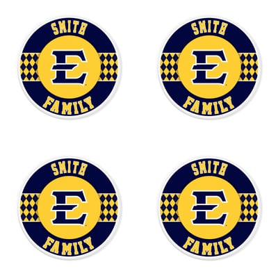 ETSU Buccaneers 4" Personalized Circular Coasters 4-Pack Set