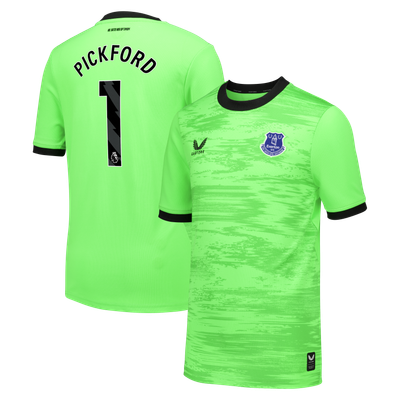 Everton Castore Home Goalkeeper Shirt 2026-27 - Kids with Pickford 1 printing