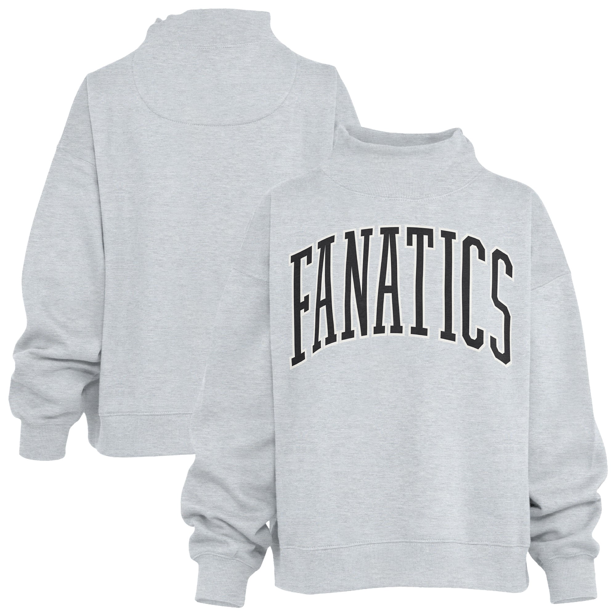 Women's Pressbox Heather Gray Fanatics Corporate Oversized Nelson Mock Neck Sweatshirt