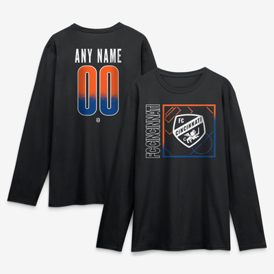 FC Cincinnati  Home Field Pop Personalized Name & Number Long Sleeve T-Shirt - Black