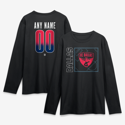FC Dallas  Home Field Pop Personalized Name & Number Long Sleeve T-Shirt - Black