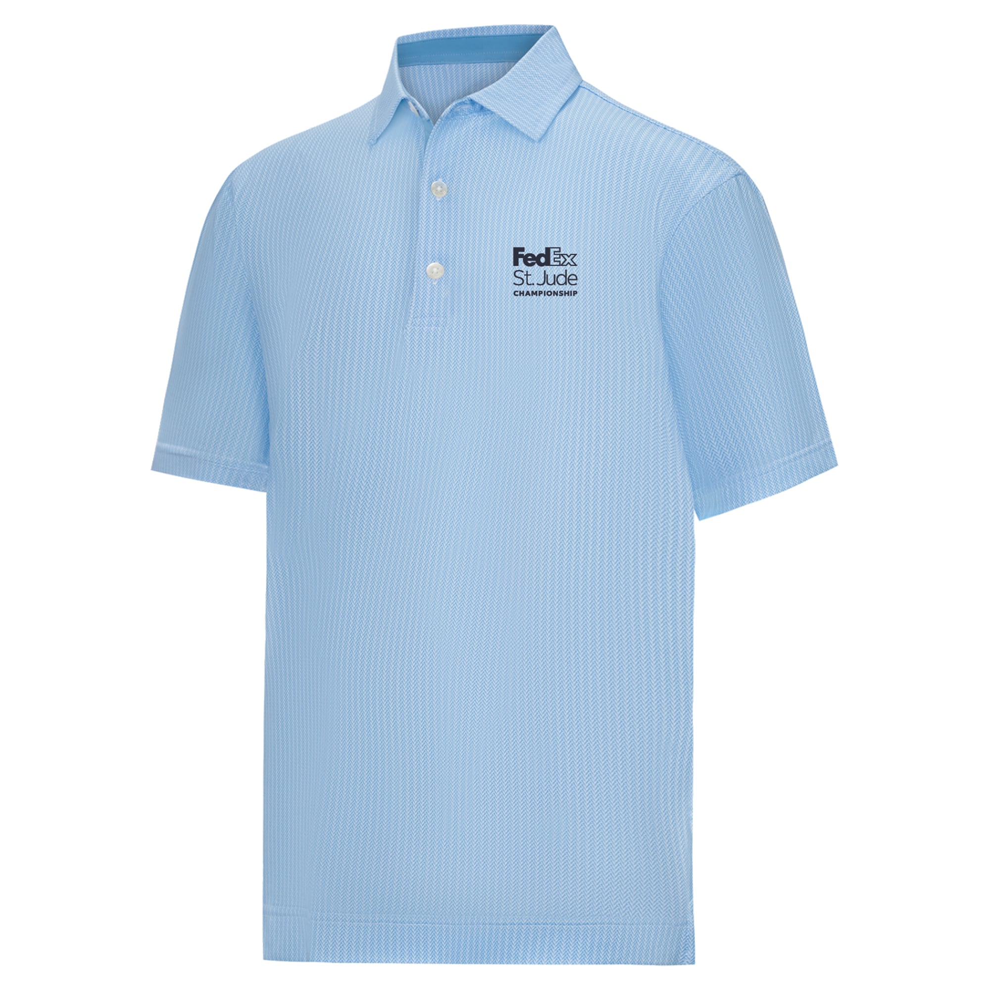 Youth FootJoy Light Blue FedEx St. Jude Championship Tee Time Print Lisle ProDry Polo