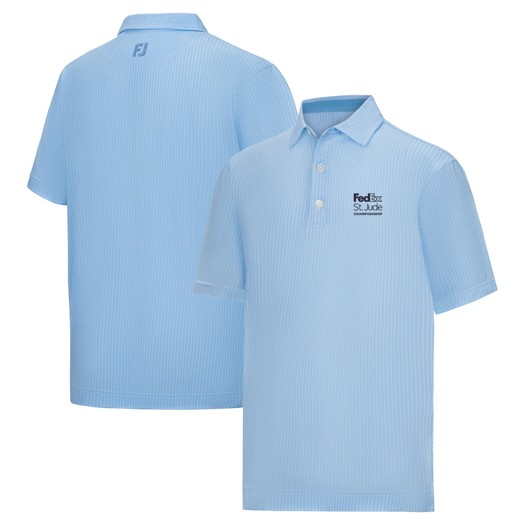 Youth FootJoy  Light Blue FedEx St. Jude Championship Tee Time Print Lisle ProDry Polo