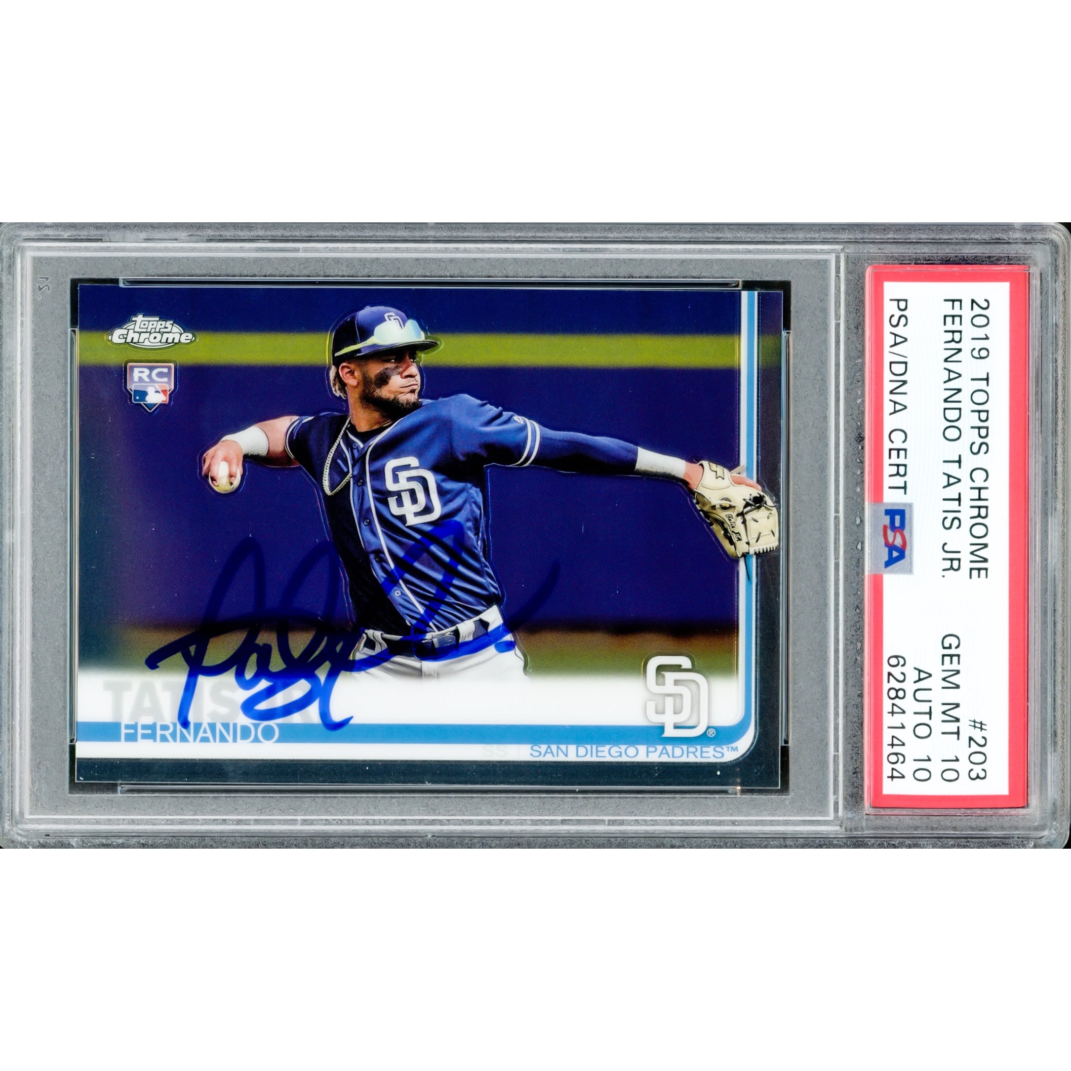 Fernando Tatis Jr. Autographed 2019 Topps Chrome Rookie Card #203 