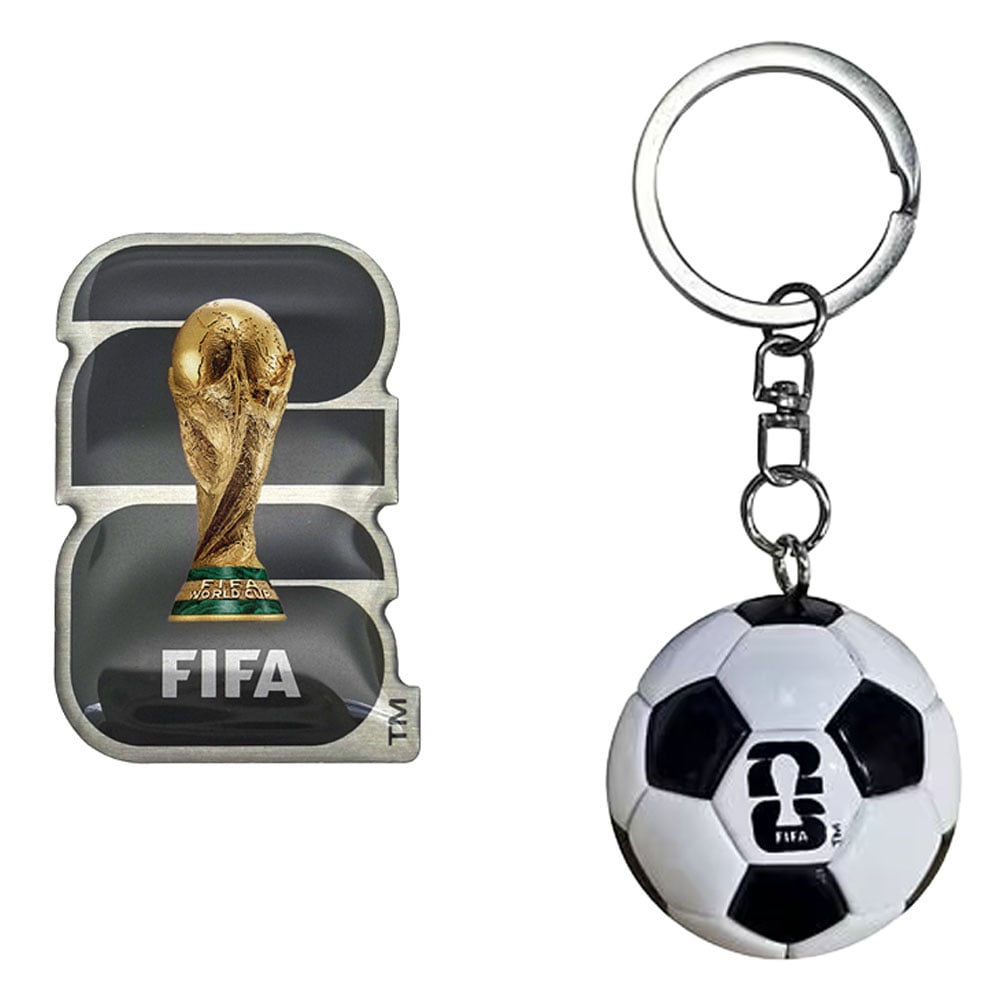 FIFA World Cup 2026 Soccer Ball Keychain & Lapel Pin Set