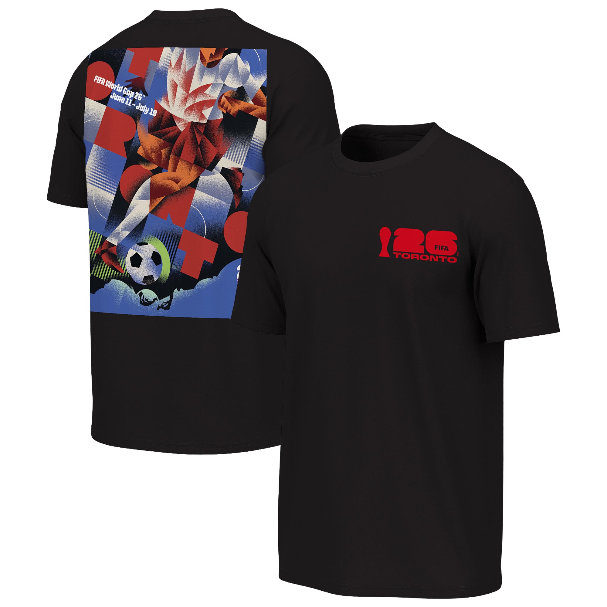 T-shirt noir Outerstuff pour homme, affiche de la ville hôte Coupe du Monde FIFA 2026 à Toronto