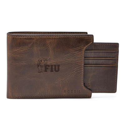 FIU Panthers Fossil Derrick Sliding Two-In-One Wallet - Brown