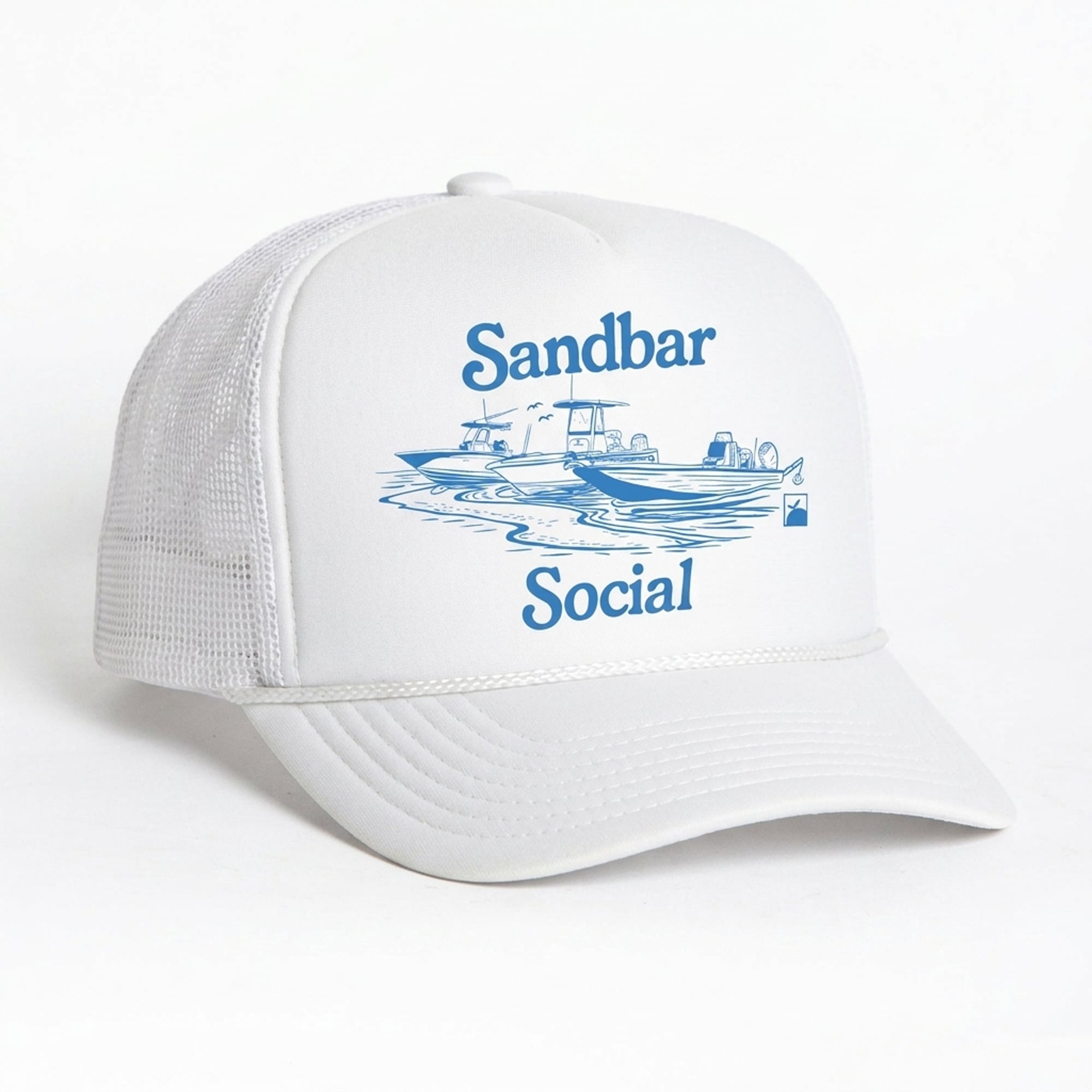 Men's White Flomotion Sandbar Social Foam Trucker Adjustable Hat