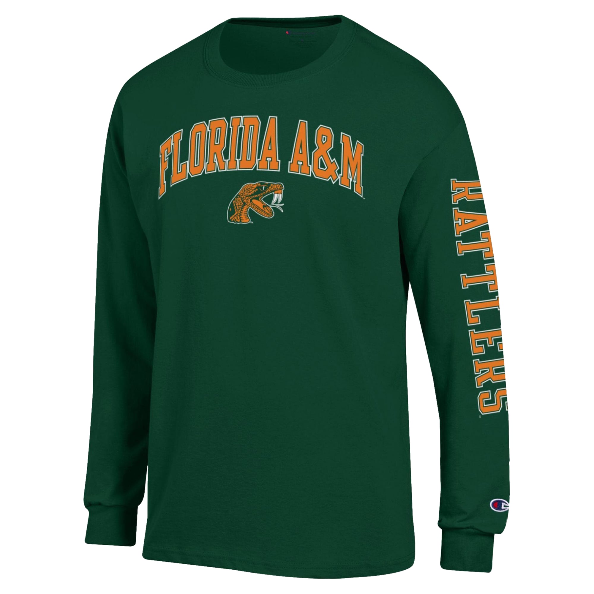 T-shirt à manches longues Champion orange Florida A&M Rattlers avec logo en forme d'arche pour homme