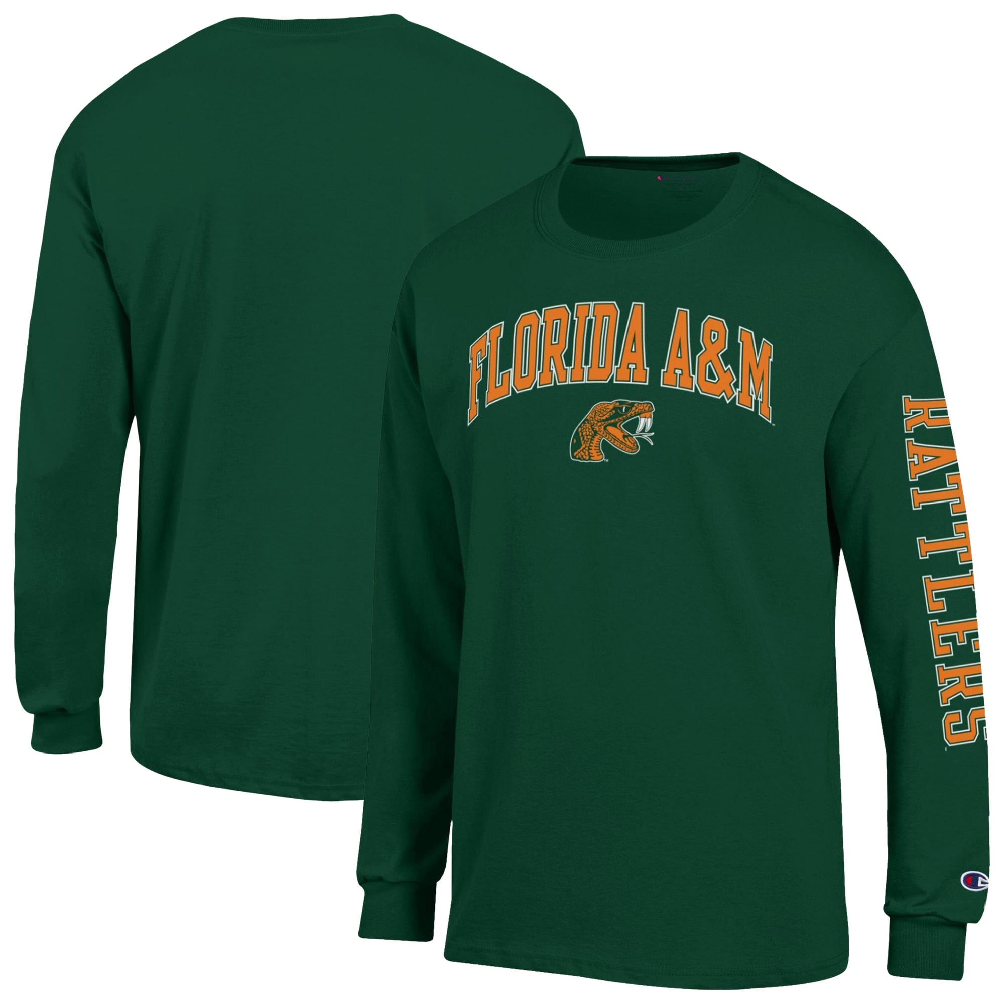 T-shirt à manches longues Champion orange Florida A&M Rattlers avec logo en forme d'arche pour homme