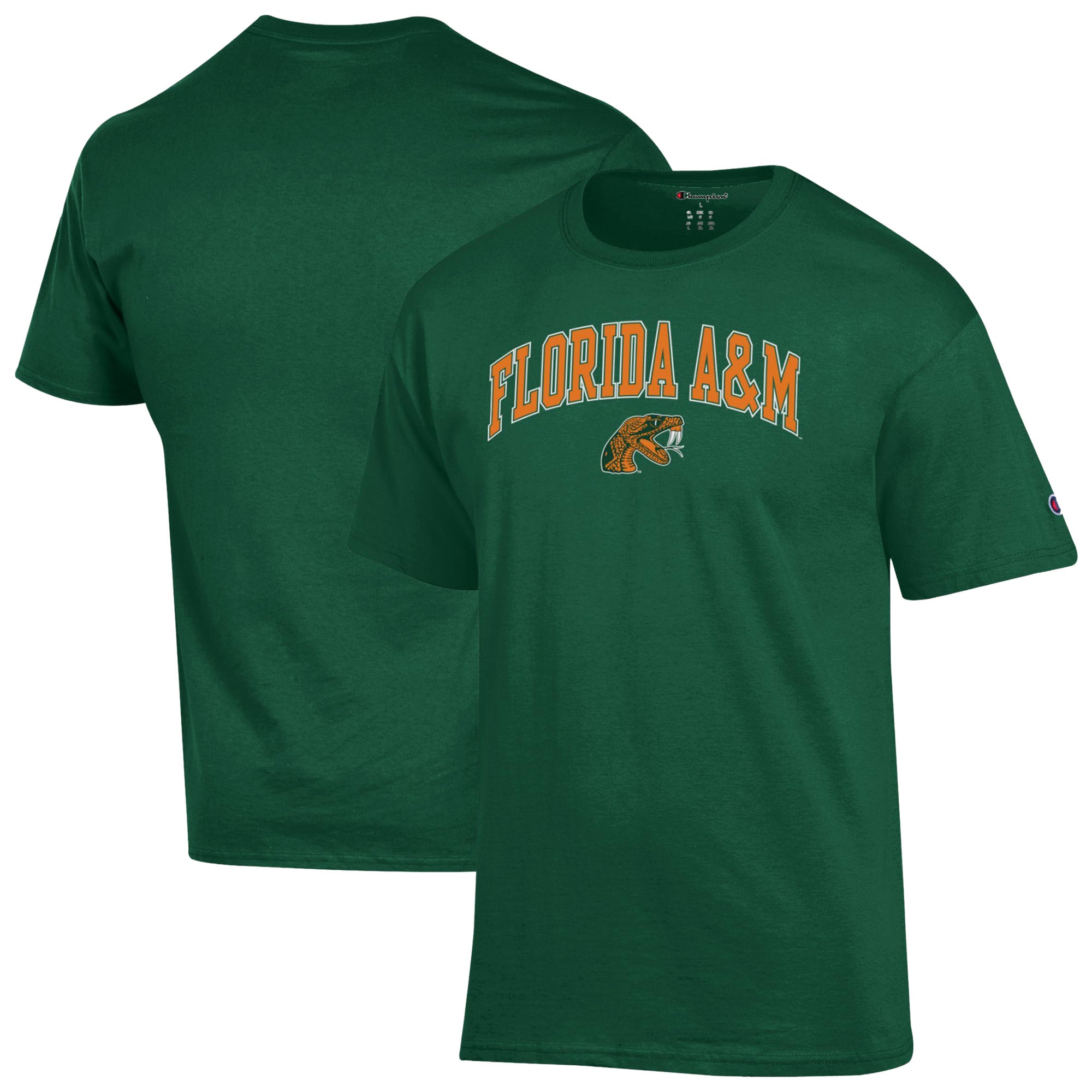 T-shirt Champion vert pour homme avec logo en forme d'arche des Florida A&M Rattlers