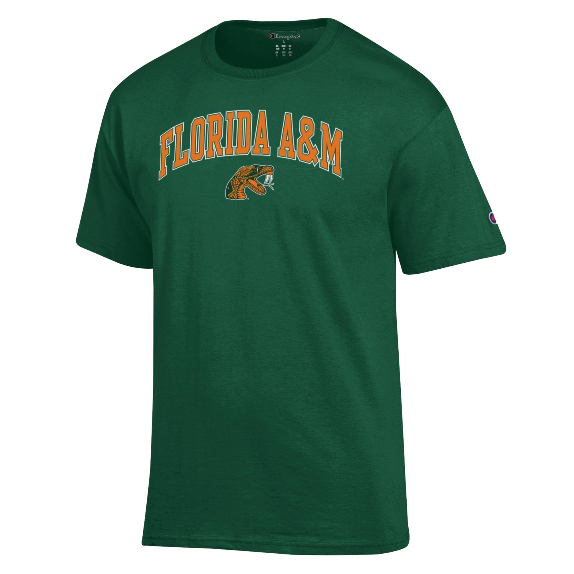 T-shirt Champion vert pour homme avec logo en forme d'arche des Florida A&M Rattlers