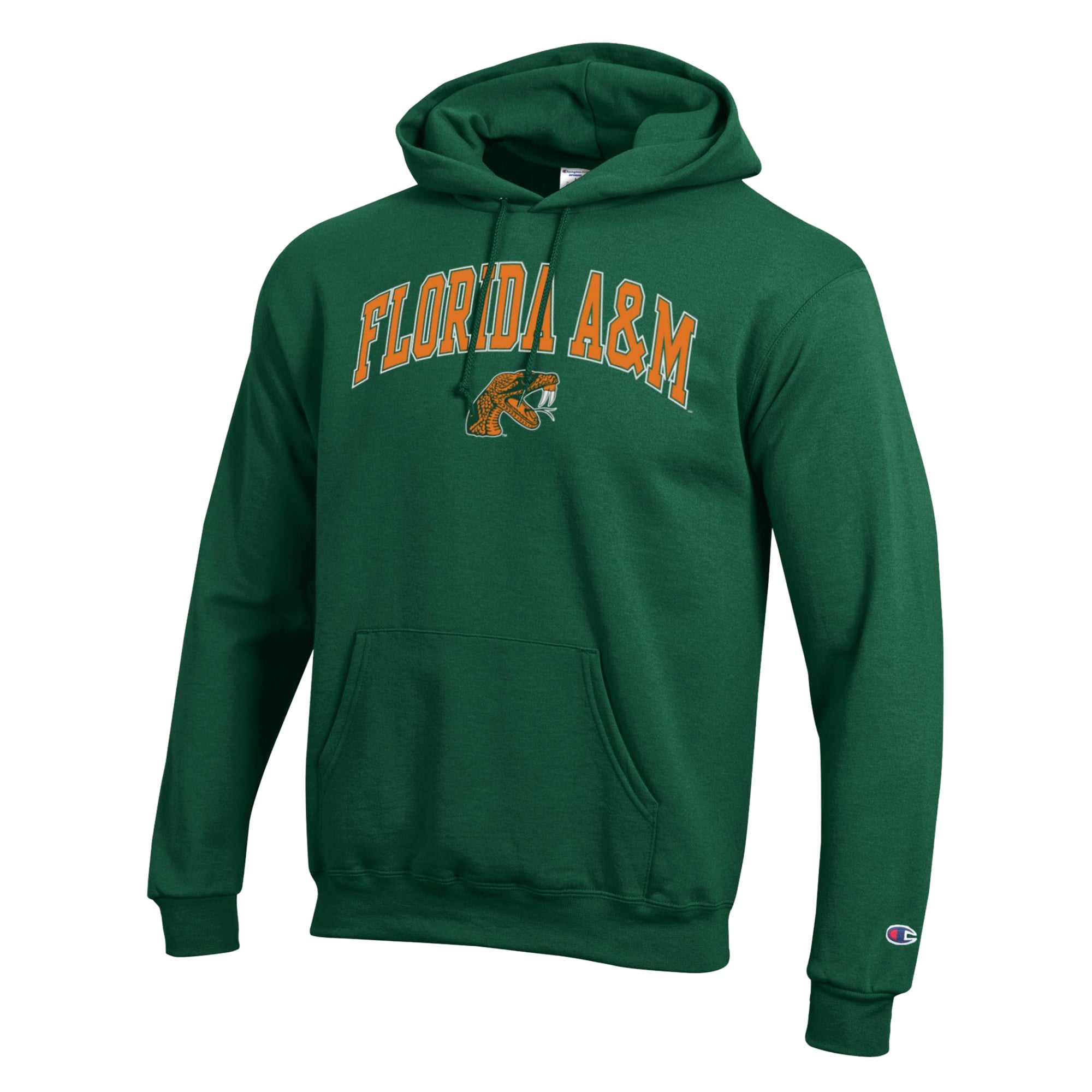 Sweat à capuche Champion vert pour homme, modèle Powerblend, Florida A&M Rattlers