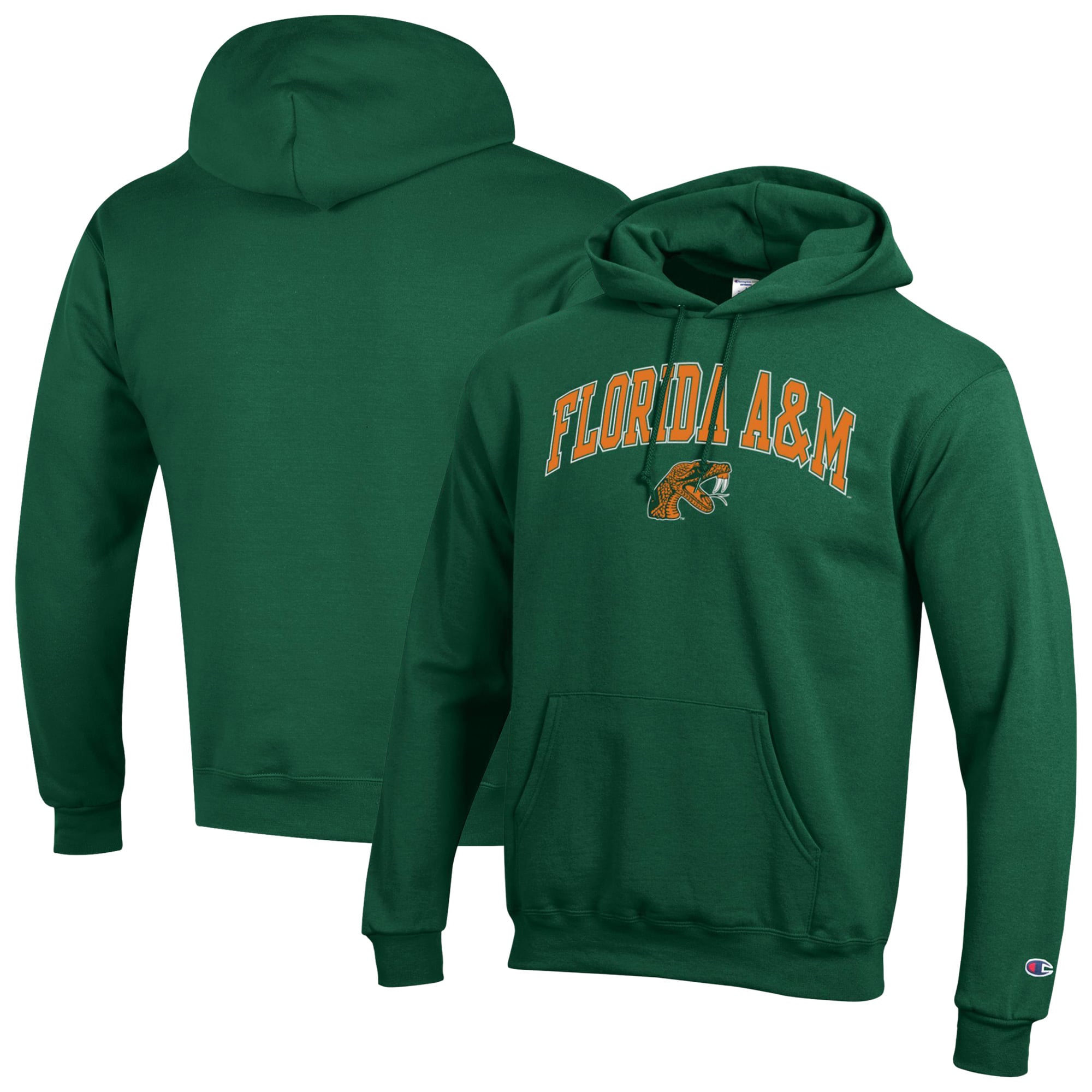 Sweat à capuche Champion vert pour homme, modèle Powerblend, Florida A&M Rattlers