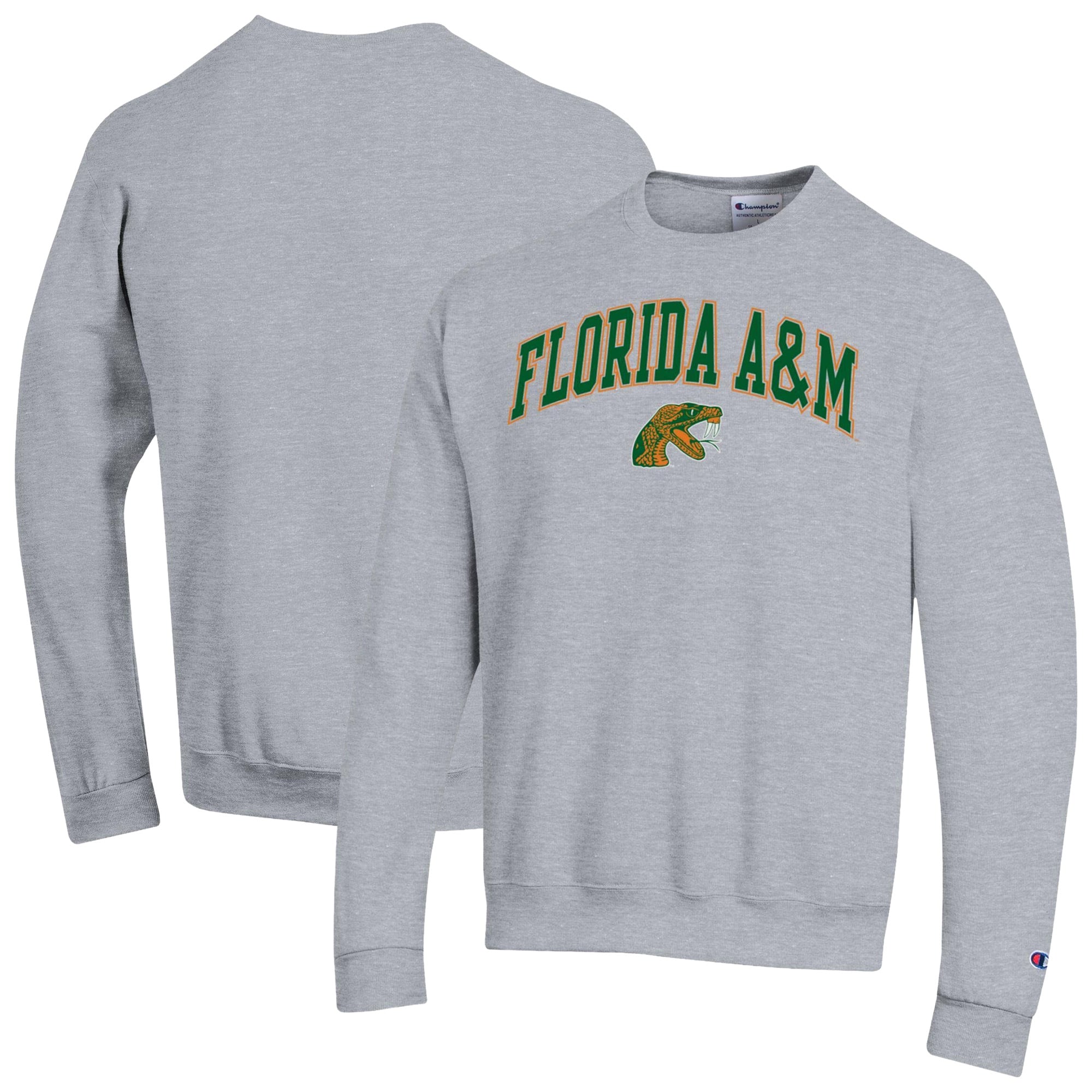 Sweat-shirt Champion pour homme, gris chiné, Florida A&M Rattlers Arch Powerblend