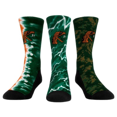 Florida A&M Rattlers Rock Em Unisex Three-Piece Team Tones Crew Socks Set