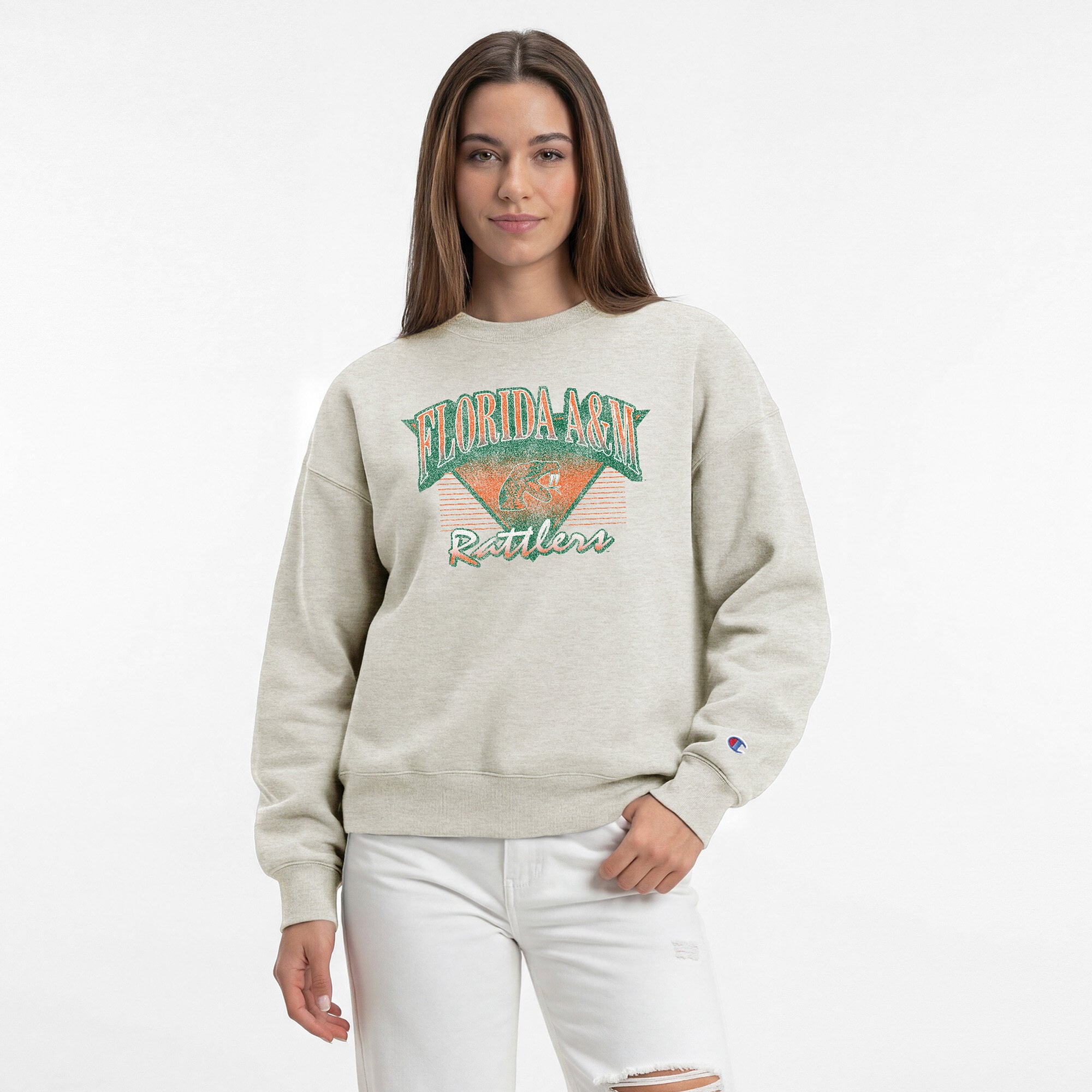 Women's Champion Oatmeal Florida A&M Rattlers All-Star Weave Sweatshirt