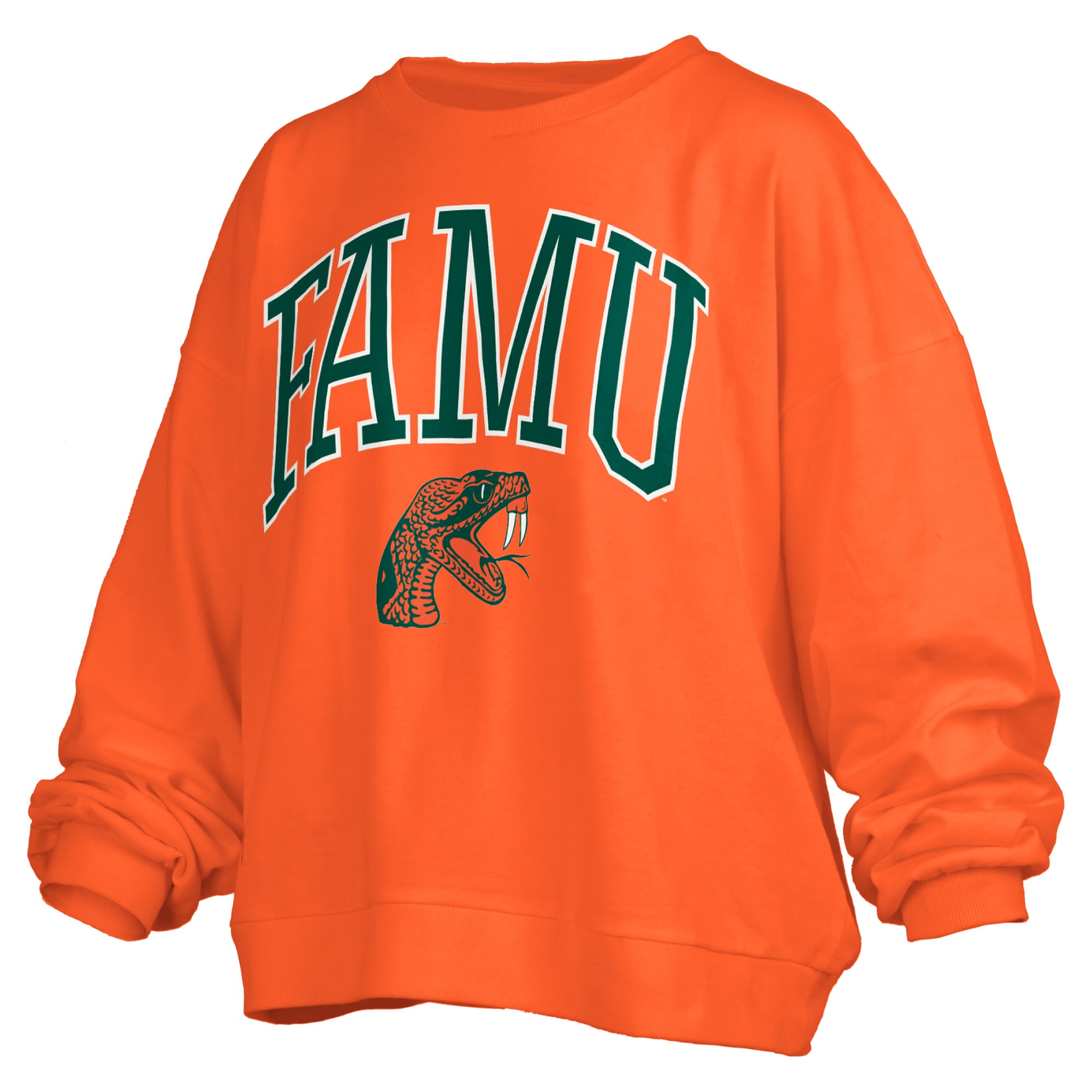 Sweat-shirt polaire oversize pour femme, orange Pressbox, Florida A&M Rattlers, Janise Arch Over Logo