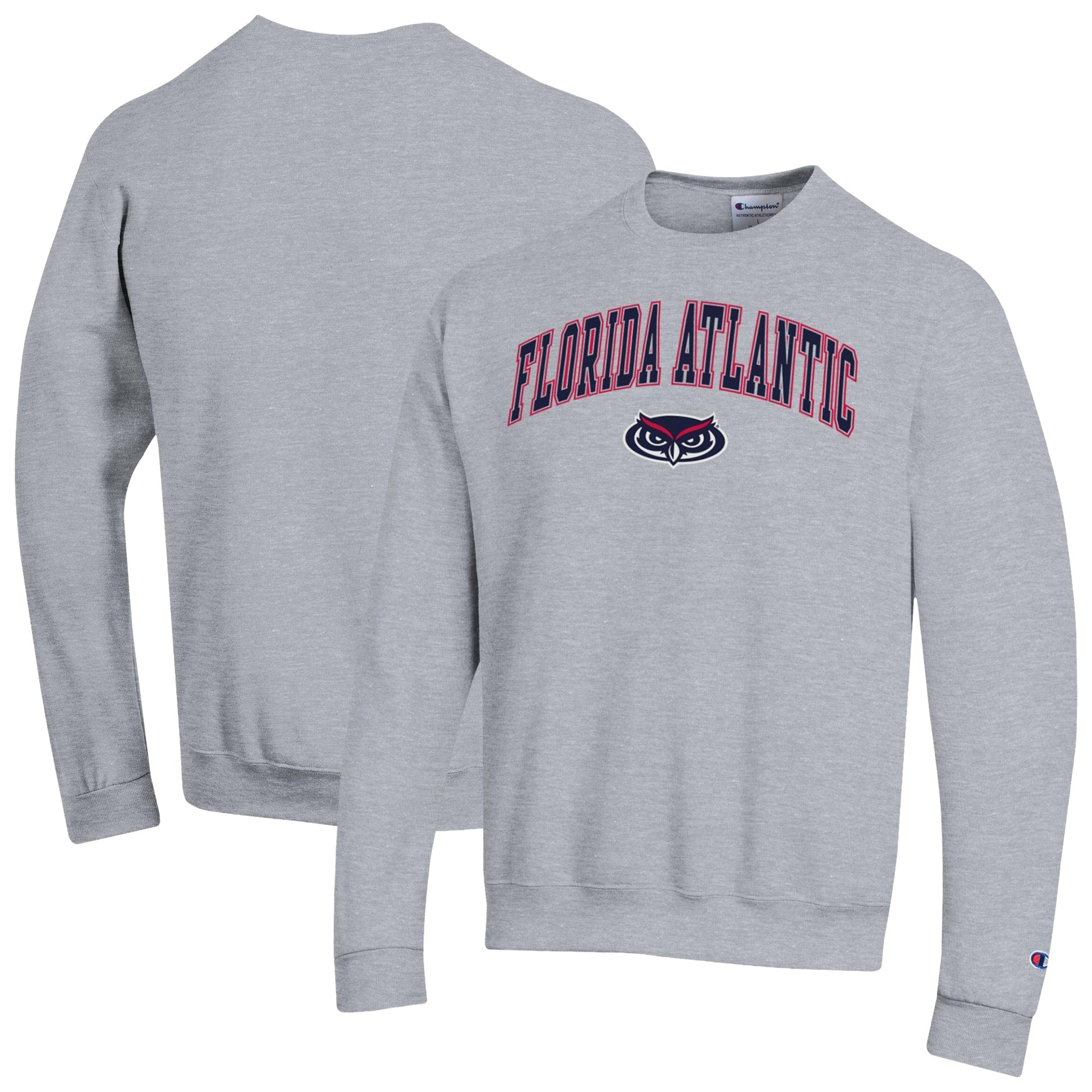 Sweat-shirt Champion pour homme, gris chiné, motif Florida Atlantic Owls Arch Powerblend