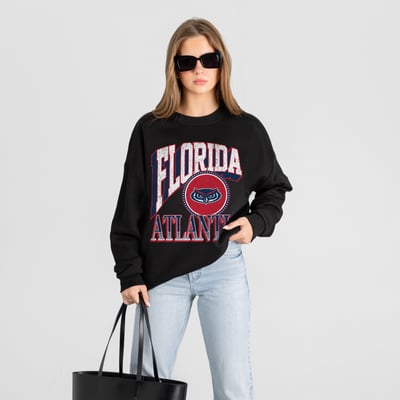 Florida Atlantic Owls Gameday Couture Women's Victory Black Label Premium Drop Shoulder Sweatshirt - Black
