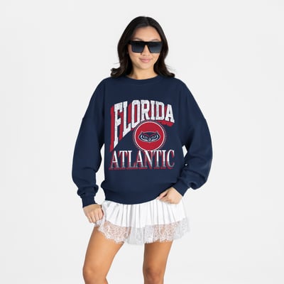 Florida Atlantic Owls Gameday Couture Women's Main Character Oversized Premium Drop Shoulder Sweatshirt - Navy