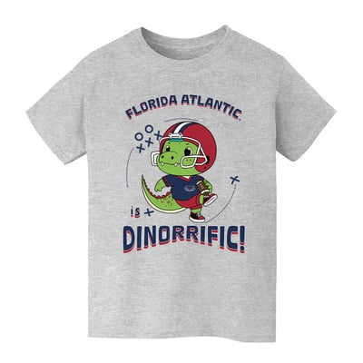 Florida Atlantic Owls Vive La Fete Youth Dinorrific T-Shirt - Gray