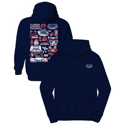 Florida Atlantic Owls Vive La Fete Youth Impressions Artwork Hoodie - Navy