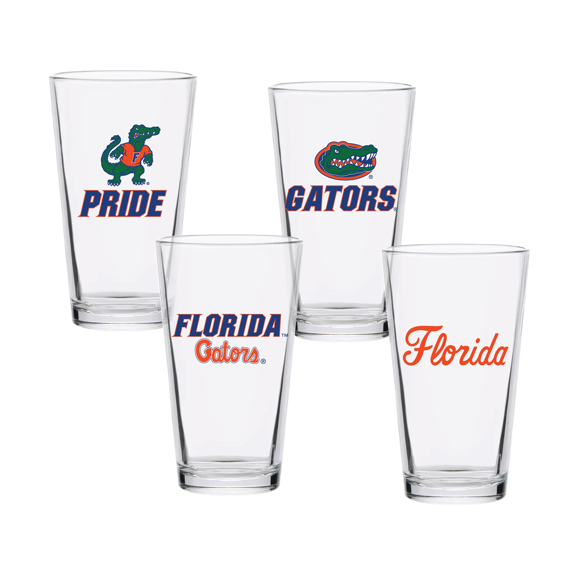 Ensemble de quatre verres à bière de collection Florida Gators de 473 ml (16 oz).