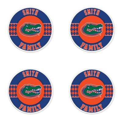 Florida Gators 4" Personalized Circular Coasters 4-Pack Set